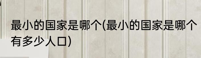 最小的国家是哪个(最小的国家是哪个有多少人口)