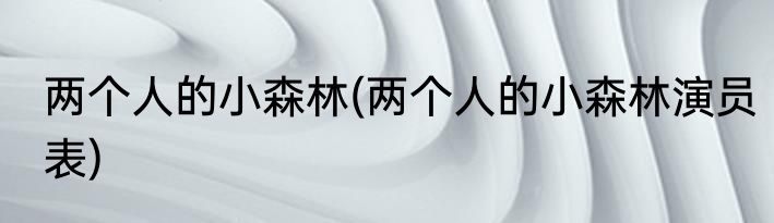 两个人的小森林(两个人的小森林演员表)