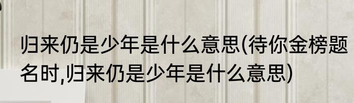 归来仍是少年是什么意思(待你金榜题名时,归来仍是少年是什么意思)