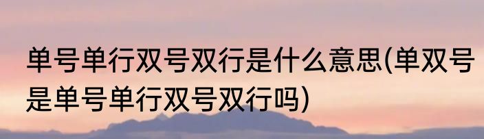 单号单行双号双行是什么意思(单双号是单号单行双号双行吗)