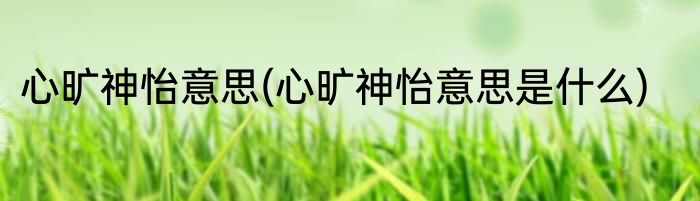 心旷神怡意思(心旷神怡意思是什么)