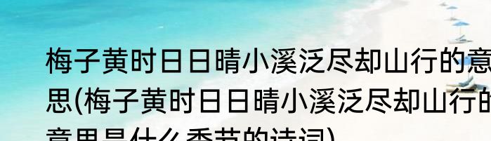 梅子黄时日日晴小溪泛尽却山行的意思(梅子黄时日日晴小溪泛尽却山行的意思是什么季节的诗词)