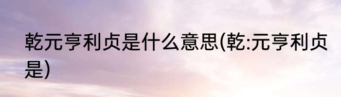 乾元亨利贞是什么意思(乾:元亨利贞是)