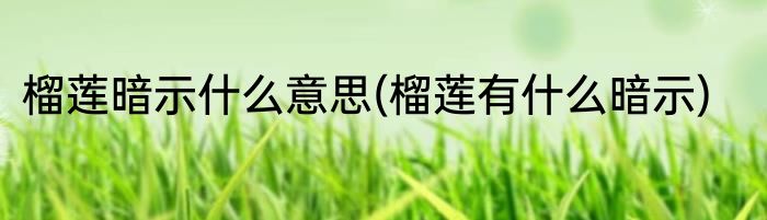 榴莲暗示什么意思(榴莲有什么暗示)