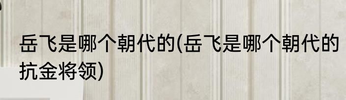 岳飞是哪个朝代的(岳飞是哪个朝代的抗金将领)