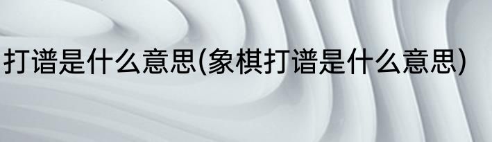 打谱是什么意思(象棋打谱是什么意思)