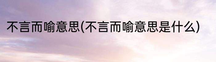 不言而喻意思(不言而喻意思是什么)