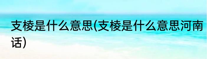 支棱是什么意思(支棱是什么意思河南话)