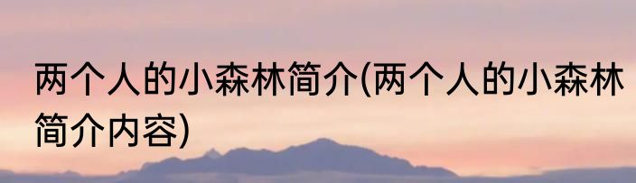 两个人的小森林简介(两个人的小森林简介内容)