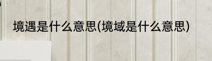 境遇是什么意思(境域是什么意思)