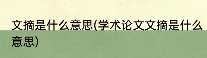 文摘是什么意思(学术论文文摘是什么意思)