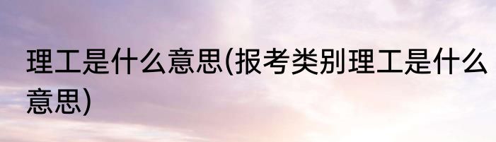 理工是什么意思(报考类别理工是什么意思)