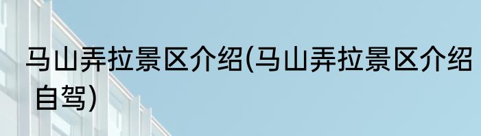 马山弄拉景区介绍(马山弄拉景区介绍 自驾)