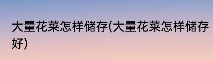 大量花菜怎样储存(大量花菜怎样储存好)