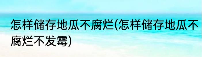 怎样储存地瓜不腐烂(怎样储存地瓜不腐烂不发霉)