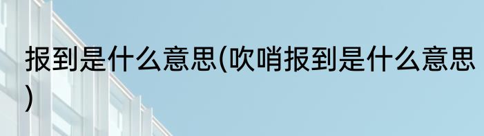 报到是什么意思(吹哨报到是什么意思)