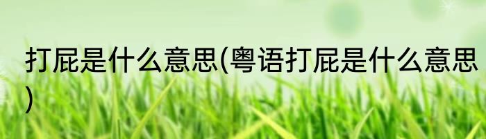 打屁是什么意思(粤语打屁是什么意思)