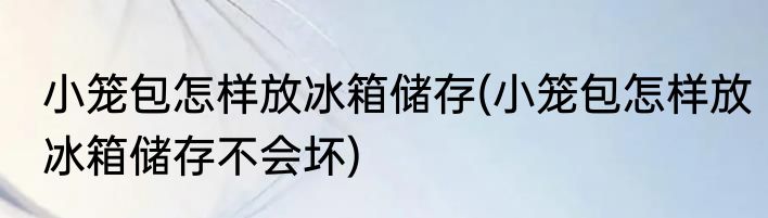 小笼包怎样放冰箱储存(小笼包怎样放冰箱储存不会坏)