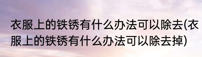 衣服上的铁锈有什么办法可以除去(衣服上的铁锈有什么办法可以除去掉)
