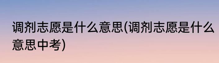 调剂志愿是什么意思(调剂志愿是什么意思中考)