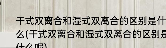 干式双离合和湿式双离合的区别是什么(干式双离合和湿式双离合的区别是什么呢)
