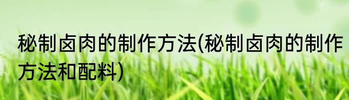 秘制卤肉的制作方法(秘制卤肉的制作方法和配料)