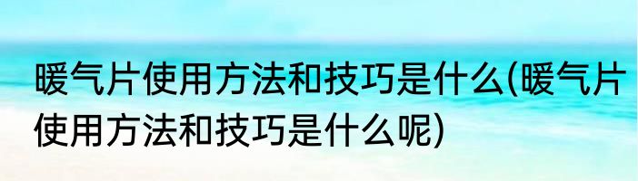 暖气片使用方法和技巧是什么(暖气片使用方法和技巧是什么呢)