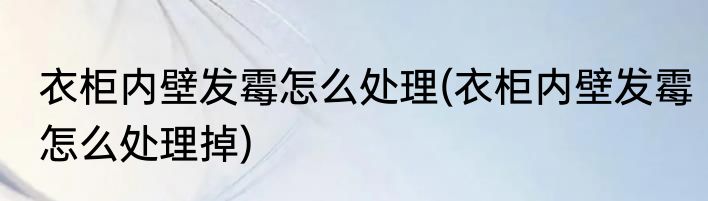 衣柜内壁发霉怎么处理(衣柜内壁发霉怎么处理掉)