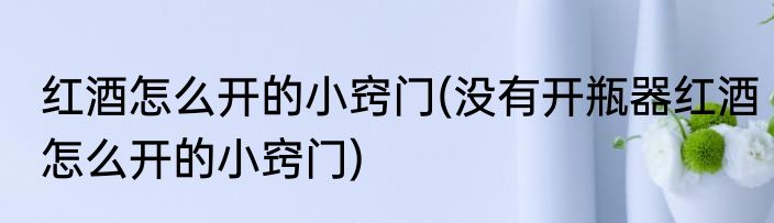 红酒怎么开的小窍门(没有开瓶器红酒怎么开的小窍门)