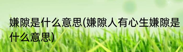 嫌隙是什么意思(嫌隙人有心生嫌隙是什么意思)