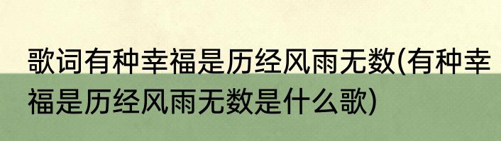 歌词有种幸福是历经风雨无数(有种幸福是历经风雨无数是什么歌)