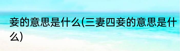 妾的意思是什么(三妻四妾的意思是什么)