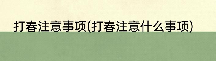 打春注意事项(打春注意什么事项)