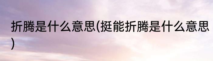 折腾是什么意思(挺能折腾是什么意思)