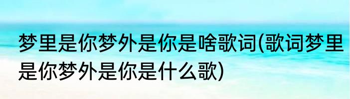 梦里是你梦外是你是啥歌词(歌词梦里是你梦外是你是什么歌)