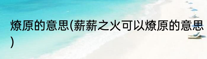 燎原的意思(薪薪之火可以燎原的意思)