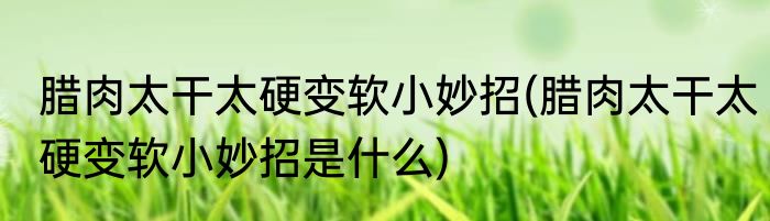 腊肉太干太硬变软小妙招(腊肉太干太硬变软小妙招是什么)