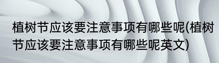 植树节应该要注意事项有哪些呢(植树节应该要注意事项有哪些呢英文)