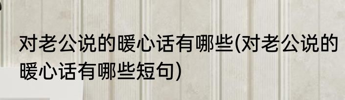 对老公说的暖心话有哪些(对老公说的暖心话有哪些短句)
