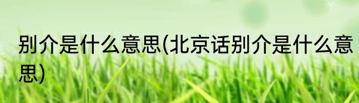 别介是什么意思(北京话别介是什么意思)
