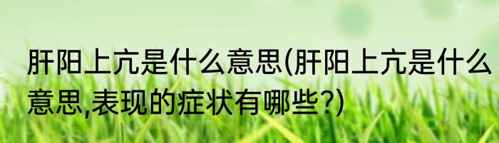肝阳上亢是什么意思(肝阳上亢是什么意思,表现的症状有哪些?)