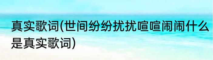 真实歌词(世间纷纷扰扰喧喧闹闹什么是真实歌词)