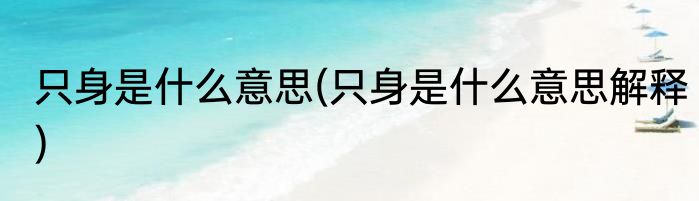 只身是什么意思(只身是什么意思解释)