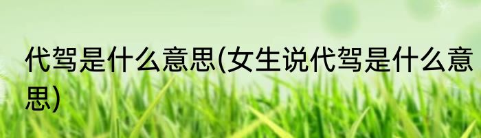 代驾是什么意思(女生说代驾是什么意思)