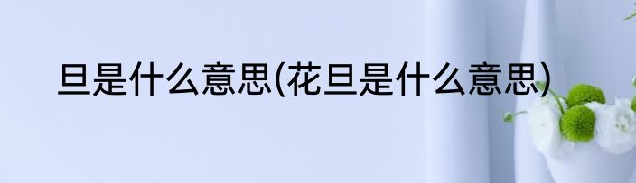 旦是什么意思(花旦是什么意思)