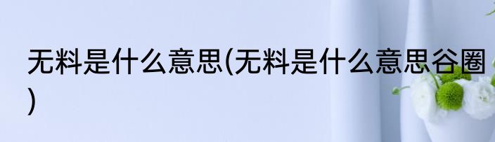 无料是什么意思(无料是什么意思谷圈)