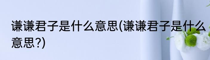 谦谦君子是什么意思(谦谦君子是什么意思?)