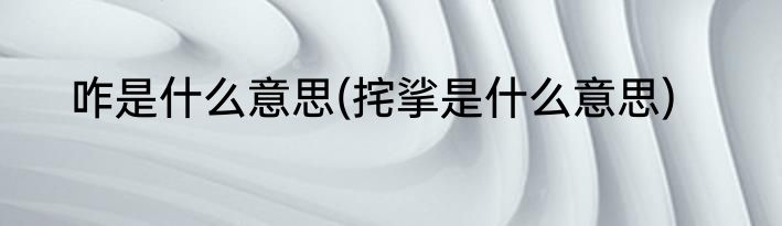 咋是什么意思(挓挲是什么意思)