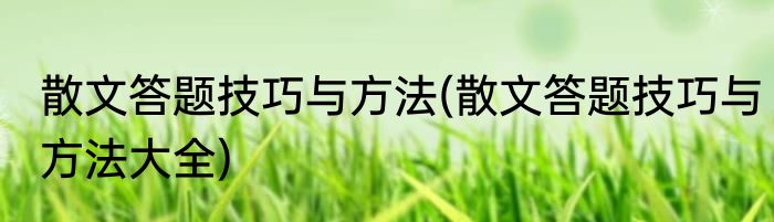 散文答题技巧与方法(散文答题技巧与方法大全)