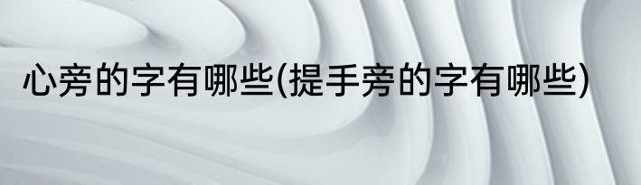 心旁的字有哪些(提手旁的字有哪些)
